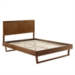 Maklaine Full Wood Platform Bed with Angular Frame in Walnut