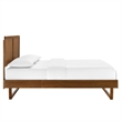 Maklaine Full Wood Platform Bed with Angular Frame in Walnut