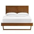 Maklaine Full Wood Platform Bed with Angular Frame in Walnut
