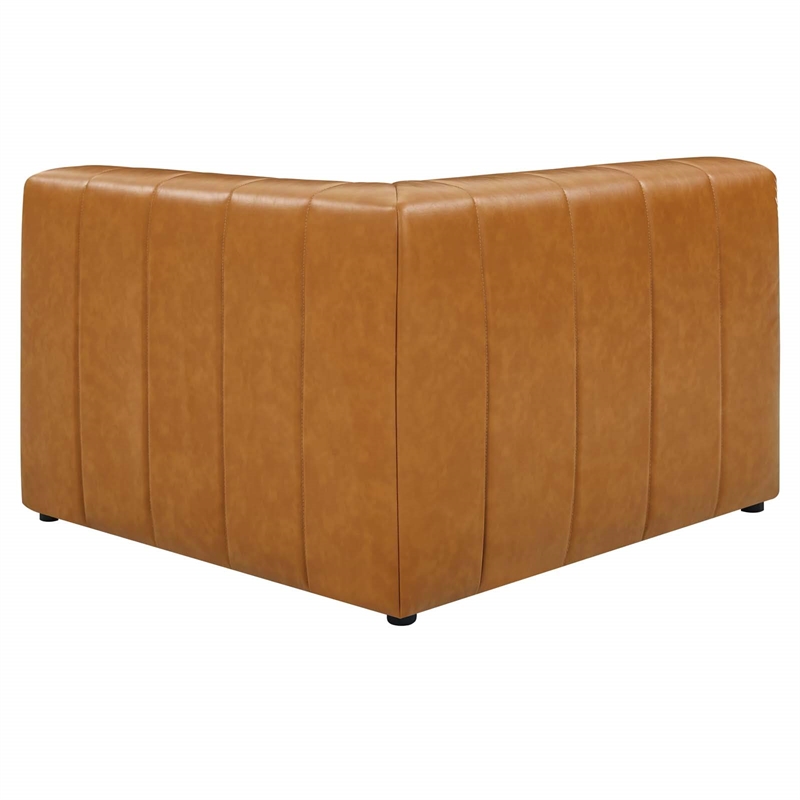 Maklaine Tufting Faux Leather Upholstered Right Arm Chair in Tan