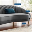 Maklaine Contemporary Channel Tufted Performance Velvet Sofa in Gray