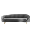 Maklaine Contemporary Channel Tufted Performance Velvet Sofa in Gray