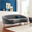Maklaine Contemporary Channel Tufted Performance Velvet Sofa in Gray