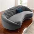 Maklaine Contemporary Channel Tufted Performance Velvet Sofa in Gray