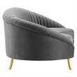 Maklaine Contemporary Channel Tufted Performance Velvet Sofa in Gray