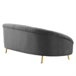 Maklaine Contemporary Channel Tufted Performance Velvet Sofa in Gray