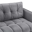 Maklaine Contemporary Tufted Performance Velvet Sofa in Gray
