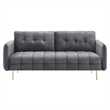 Maklaine Contemporary Tufted Performance Velvet Sofa in Gray