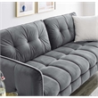 Maklaine Contemporary Tufted Performance Velvet Sofa in Gray