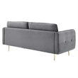 Maklaine Contemporary Tufted Performance Velvet Sofa in Gray