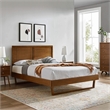 Maklaine Queen Wood Platform Bed with Angular Frame in Walnut