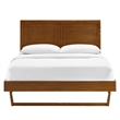 Maklaine Queen Wood Platform Bed with Angular Frame in Walnut