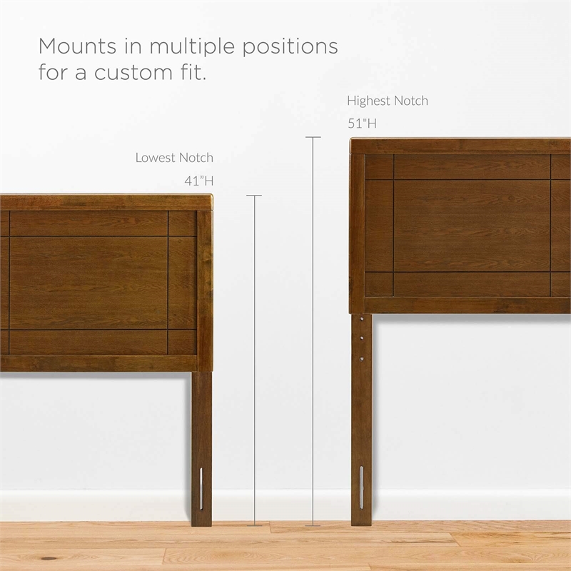 Maklaine King Wood Platform Bed with Angular Frame in Walnut