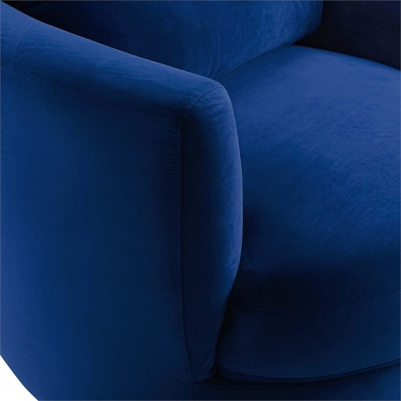 Maklaine Contemporary Performance Velvet Swivel Fabric Armchair in Navy