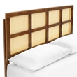 Maklaine Cane Rattan and Wood King Platform Bed with Angular Legs in Walnut
