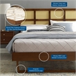 Maklaine Cane Rattan and Wood Queen Platform Bed with Angular Legs - Walnut