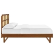Maklaine Cane Rattan and Wood Queen Platform Bed with Angular Legs - Walnut