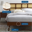 Maklaine Cane Rattan and Wood Queen Platform Bed with Splayed Legs - Walnut