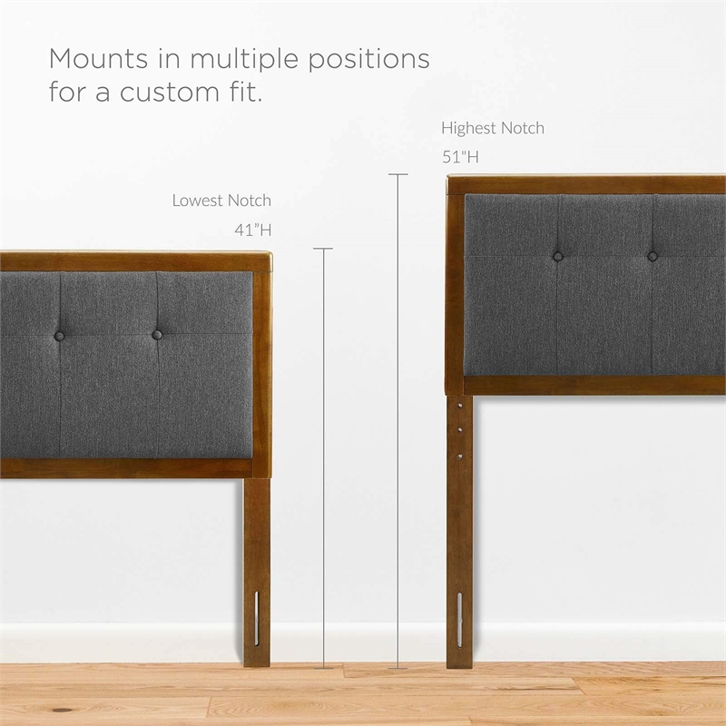 Maklaine King Wood Platform Bed with Splayed Legs in Walnut/Charcoal