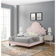 Maklaine Tufted Performance Velvet Queen Platform Bed in Pink