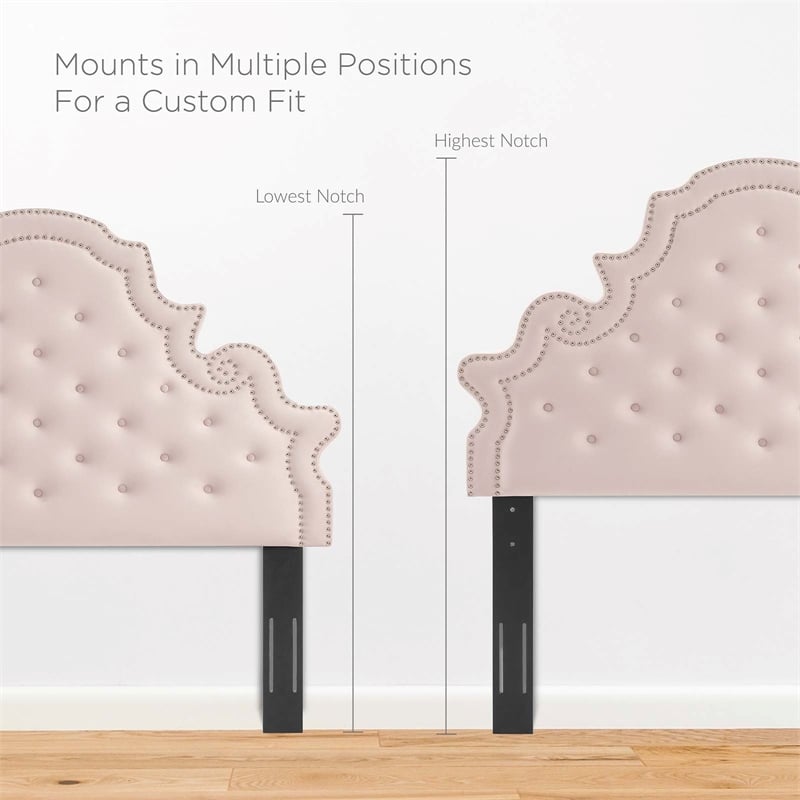 Maklaine Tufted Performance Velvet Queen Platform Bed in Pink