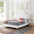 Maklaine Tufted Performance Velvet Twin Platform Bed - White