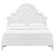 Maklaine Tufted Performance Velvet Twin Platform Bed - White