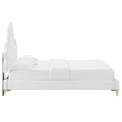 Maklaine Tufted Performance Velvet Twin Platform Bed - White