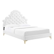 Maklaine Tufted Performance Velvet Twin Platform Bed - White