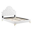 Maklaine Contemporary Performance Velvet Full Platform Bed in White