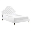 Maklaine Tufted Performance Velvet Full Platform Bed - White