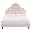 Maklaine Performance Velvet Pink Full Platform Bed Rectangular Assembly Required