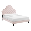 Maklaine Performance Velvet Pink Full Platform Bed Rectangular Assembly Required