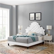Maklaine Tufted Performance Velvet Full Platform Bed in White
