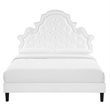 Maklaine Tufted Performance Velvet Full Platform Bed in White