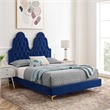 Maklaine Contemporary Tufted Performance Velvet Twin Platform Bed - Navy