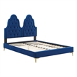 Maklaine Contemporary Tufted Performance Velvet Twin Platform Bed - Navy