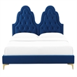 Maklaine Contemporary Tufted Performance Velvet Twin Platform Bed - Navy