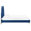 Maklaine Contemporary Tufted Performance Velvet Twin Platform Bed - Navy