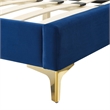 Maklaine Contemporary Tufted Performance Velvet Twin Platform Bed - Navy