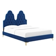 Maklaine Contemporary Tufted Performance Velvet Twin Platform Bed - Navy