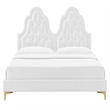 Maklaine Tufted Performance Velvet Twin Platform Bed - White