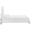 Maklaine Tufted Performance Velvet Twin Platform Bed - White