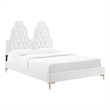 Maklaine Tufted Performance Velvet Twin Platform Bed - White