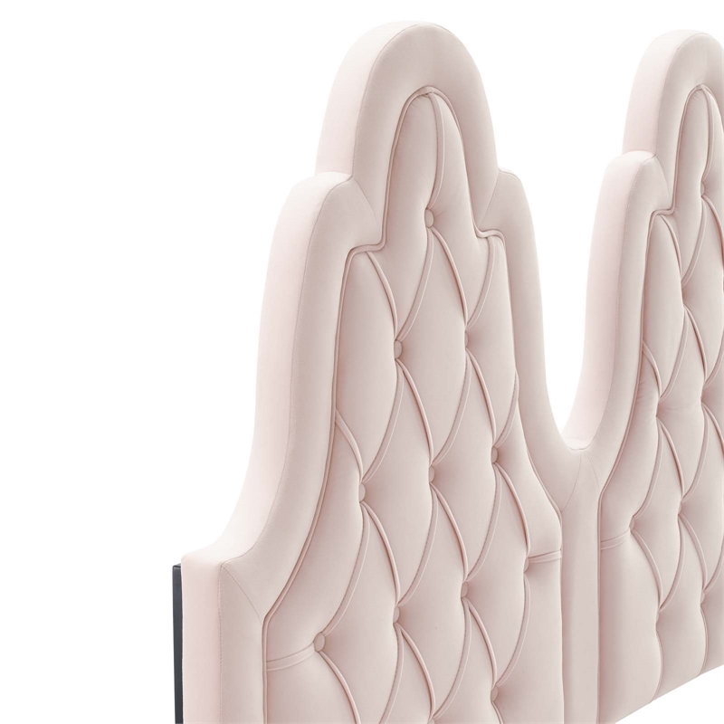 Maklaine Tufted Performance Velvet Twin Platform Bed in Pink