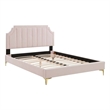 Maklaine Modern Performance Velvet Queen Platform Bed - Pink