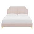 Maklaine Modern Performance Velvet Queen Platform Bed - Pink