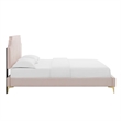 Maklaine Modern Performance Velvet Queen Platform Bed - Pink