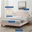 Maklaine Modern Performance Velvet Full Platform Bed in Pink