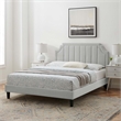 Maklaine Modern Performance Velvet Full Platform Bed in Light Gray